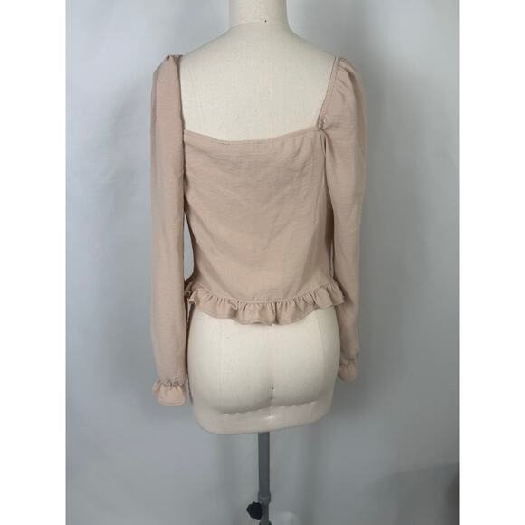 Blashe Large Fitted Coquette Cottagecore Feminine Neutral Girly Ruffle Top - Picture 3 of 9